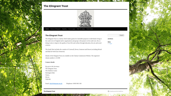 Screenshot of the The Elmgrant Trust website