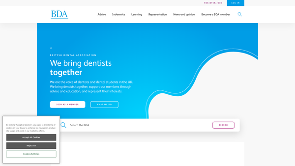 Screenshot of the British Dental Association Trust Fund website