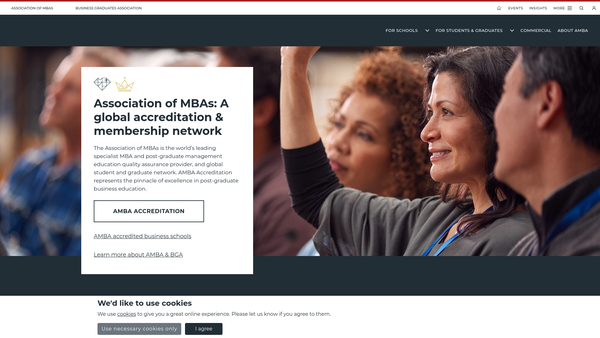 Screenshot of the Association Of Mbas And Business Graduates Association website