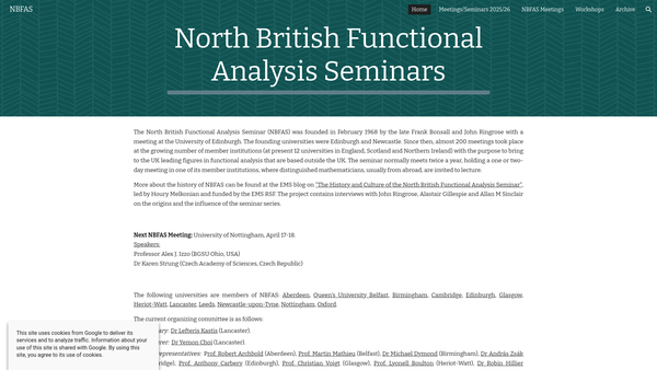 Screenshot of the North British Functional Analysis Seminar website