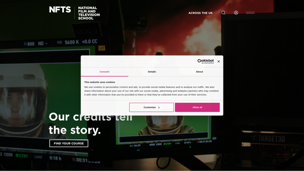 Screenshot of the The National Film And Television School website