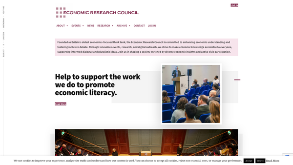 Screenshot of the Economic Research Council website