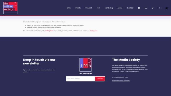Screenshot of the The Media Society website