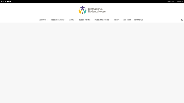Screenshot of the International Students House website