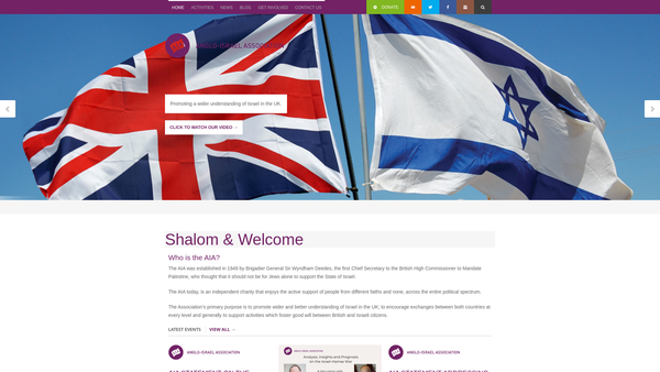 Screenshot of the Anglo-Israel Association website