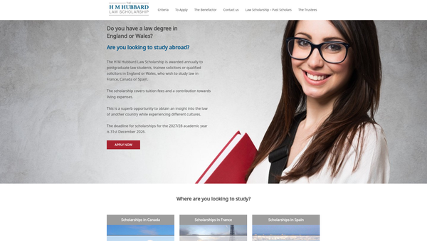 Screenshot of the H M Hubbard Law Scholarship Fund website