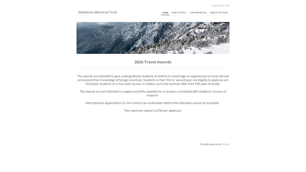 Screenshot of the The Gladstone Memorial Trust website