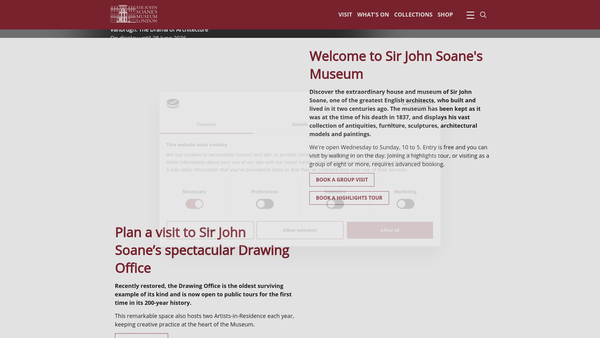 Screenshot of the Sir John Soane's Museum website