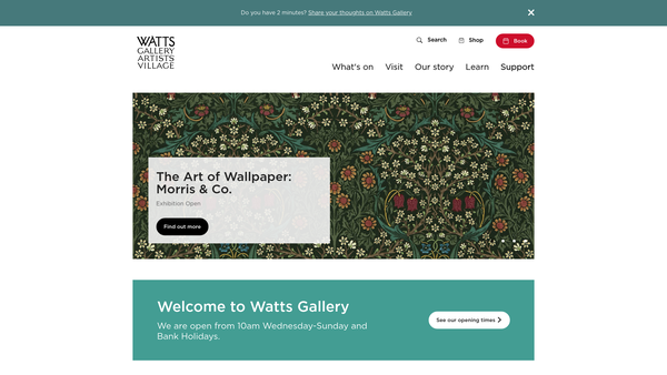 Screenshot of the Watts Gallery Trust website