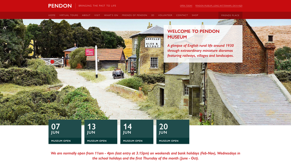 Screenshot of the The Pendon Museum Trust Ltd website