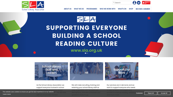 Screenshot of the School Library Association website
