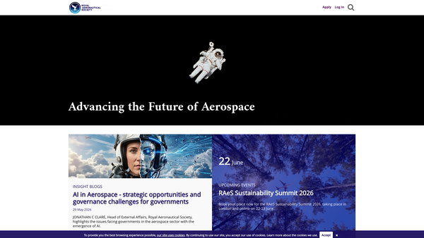 Screenshot of the Royal Aeronautical Society website