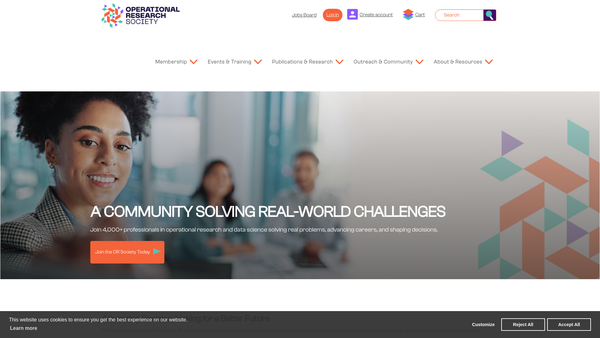 Screenshot of the Operational Research Society Limited website