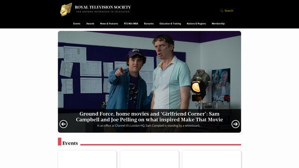 Screenshot of the Royal Television Society website