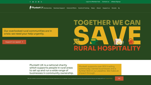 Screenshot of the Plunkett Foundation website