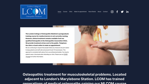 Screenshot of the Osteopathic Trusts website