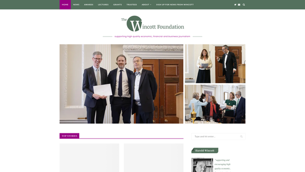 Screenshot of the The Wincott Foundation website