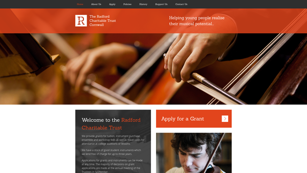Screenshot of the The Radford Charitable Trust website