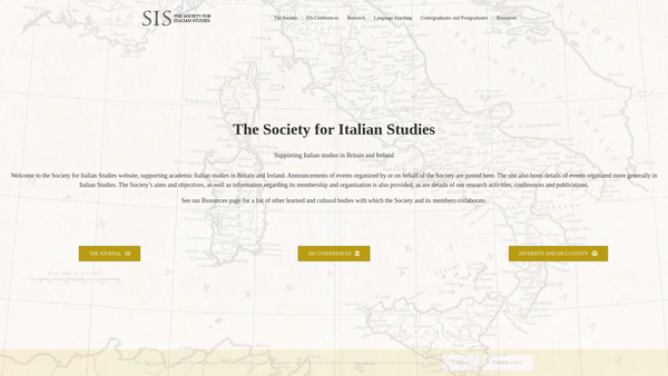 Screenshot of the Society For Italian Studies website