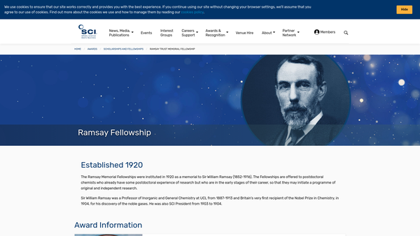 Screenshot of the Ramsay Memorial Fellowships Trust website