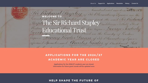 Screenshot of the The Sir Richard Stapley Educational Trust website