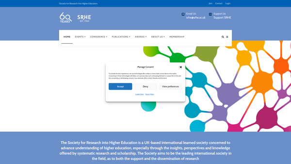 Screenshot of the Society For Research Into Higher Education website