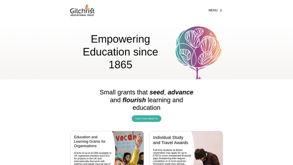 Screenshot of the Gilchrist Educational Trust website