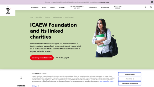 Screenshot of the Icaew Foundation website
