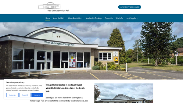 Screenshot of the West Chiltington Village Hall website