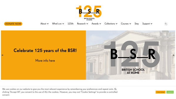 Screenshot of the The British School At Rome website