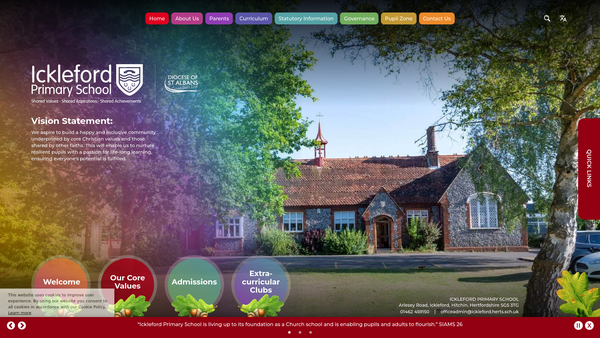 Screenshot of the Ickleford School Parent Teacher Association website
