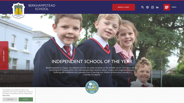 Screenshot of the Berkhampstead School (Cheltenham) Trust Limited website