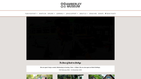 Screenshot of the The Amberley Museum Trust website