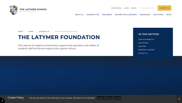 Screenshot of the The Latymer Foundation At Edmonton website