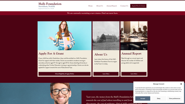Screenshot of the Hall's Exhibition Foundation website
