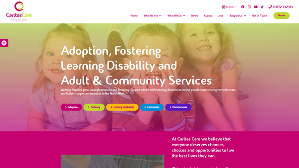Screenshot of the Caritas Care Limited website