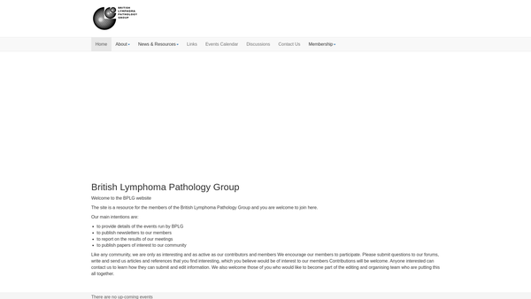 Screenshot of the British Lymphoma Pathology Group website