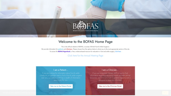 Screenshot of the British Orthopaedic Foot & Ankle Society website