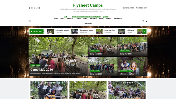 Screenshot of the Flysheet Camps website