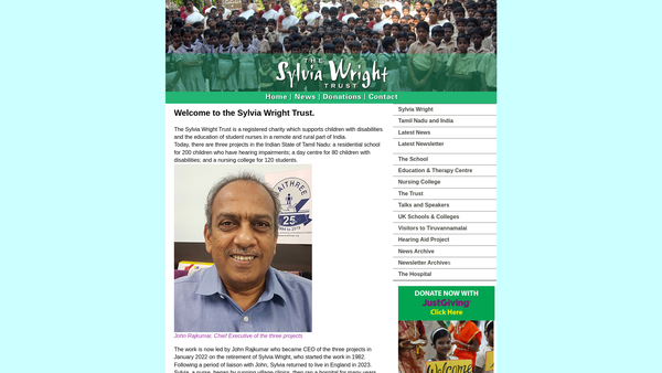 Screenshot of the Sylvia Wright Trust website