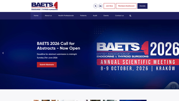 Screenshot of the British Association Of Endocrine And Thyroid Surgeons website