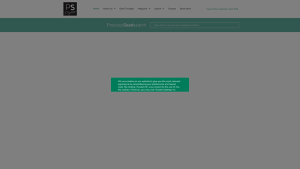 Screenshot of the Precious Seed website