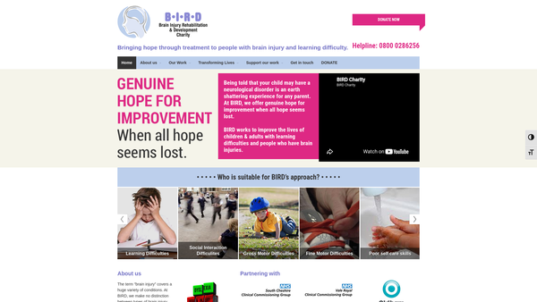 Screenshot of the The Centre For Brain Injury Rehabilitation And Development website