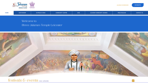 Screenshot of the Jalaram Charitable Trust website