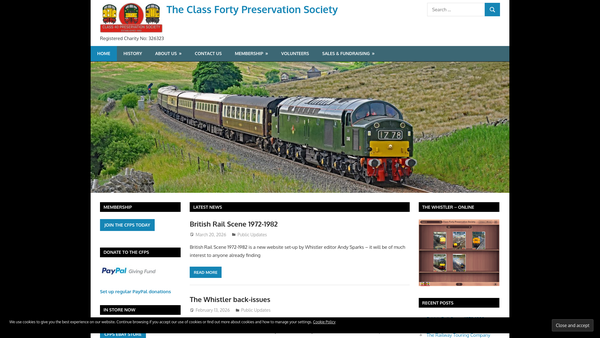 Screenshot of the Class Forty Preservation Society website