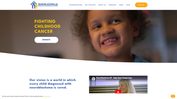 Screenshot of the Neuroblastoma UK website