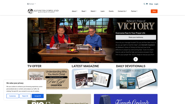 Screenshot of the Kenneth Copeland Ministries website