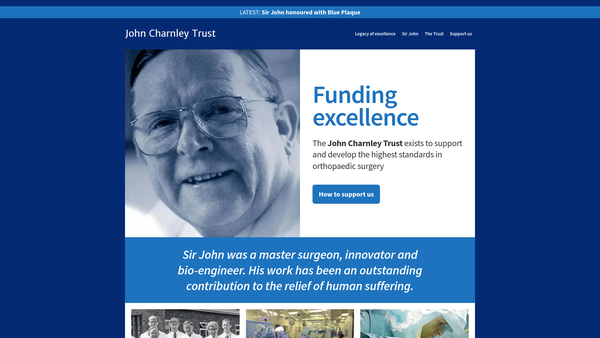 Screenshot of the The John Charnley Trust website