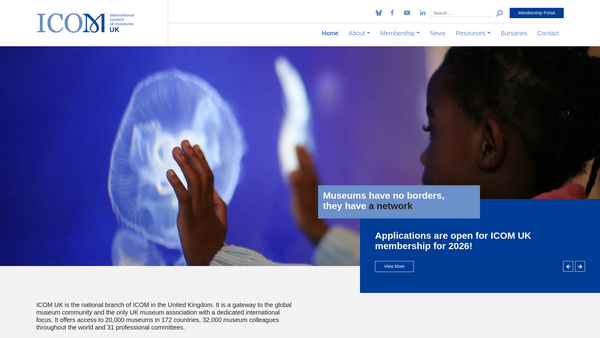 Screenshot of the International Council Of Museums (United Kingdom) website