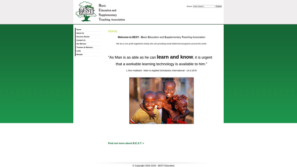 Screenshot of the B E S T Basic Education And Supplementary Teaching Association website
